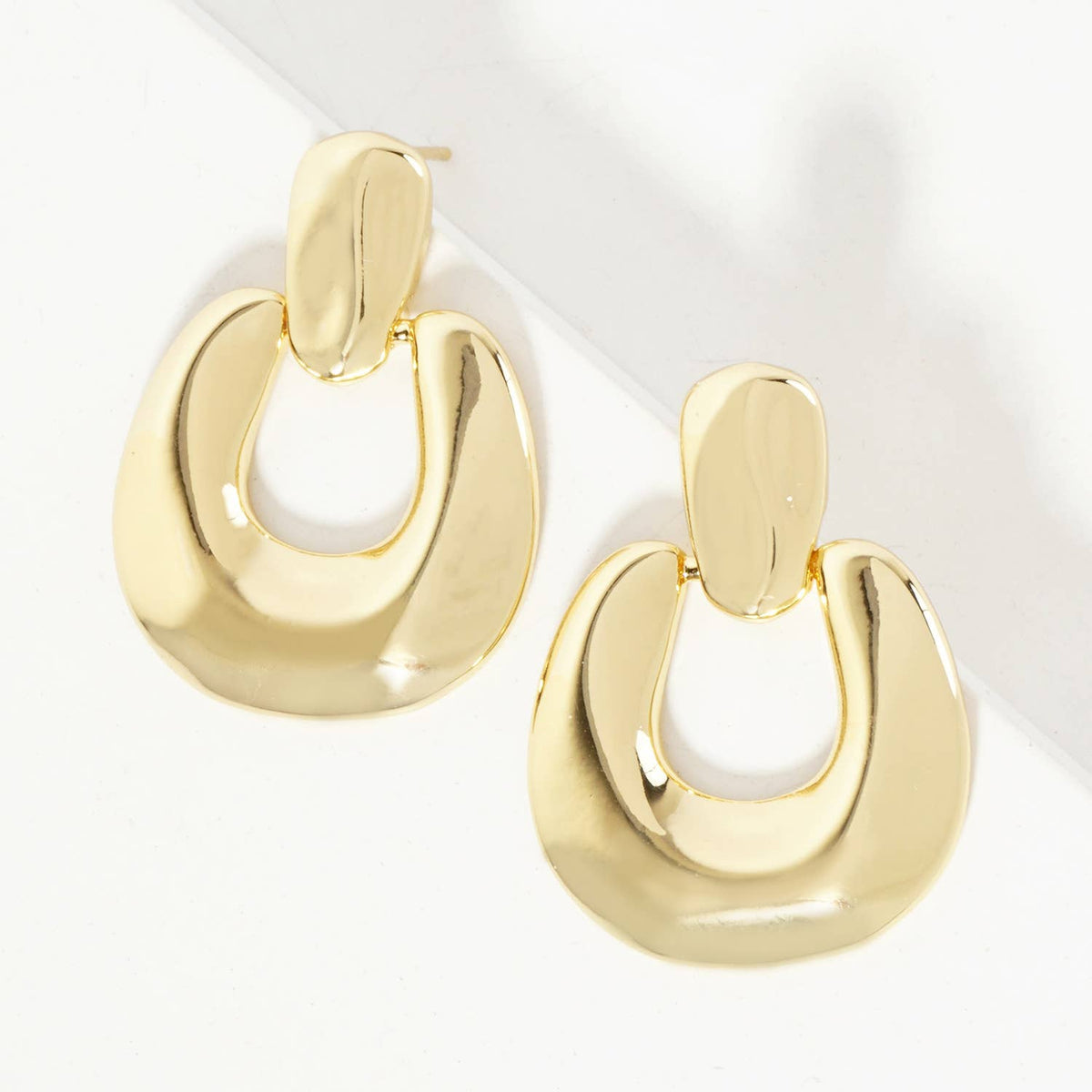 Polished Brass Doorknocker Design 18K-Gold-Dipped Earrings