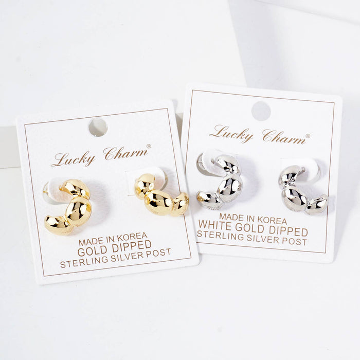 Polished Brass Flower-Shaped Hoop Earrings