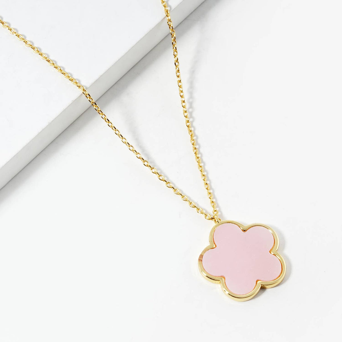Mini Enamel and Shell Flower Pendant Necklace