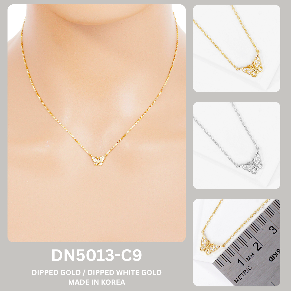 Dainty Pave Butterfly Pendant Necklace