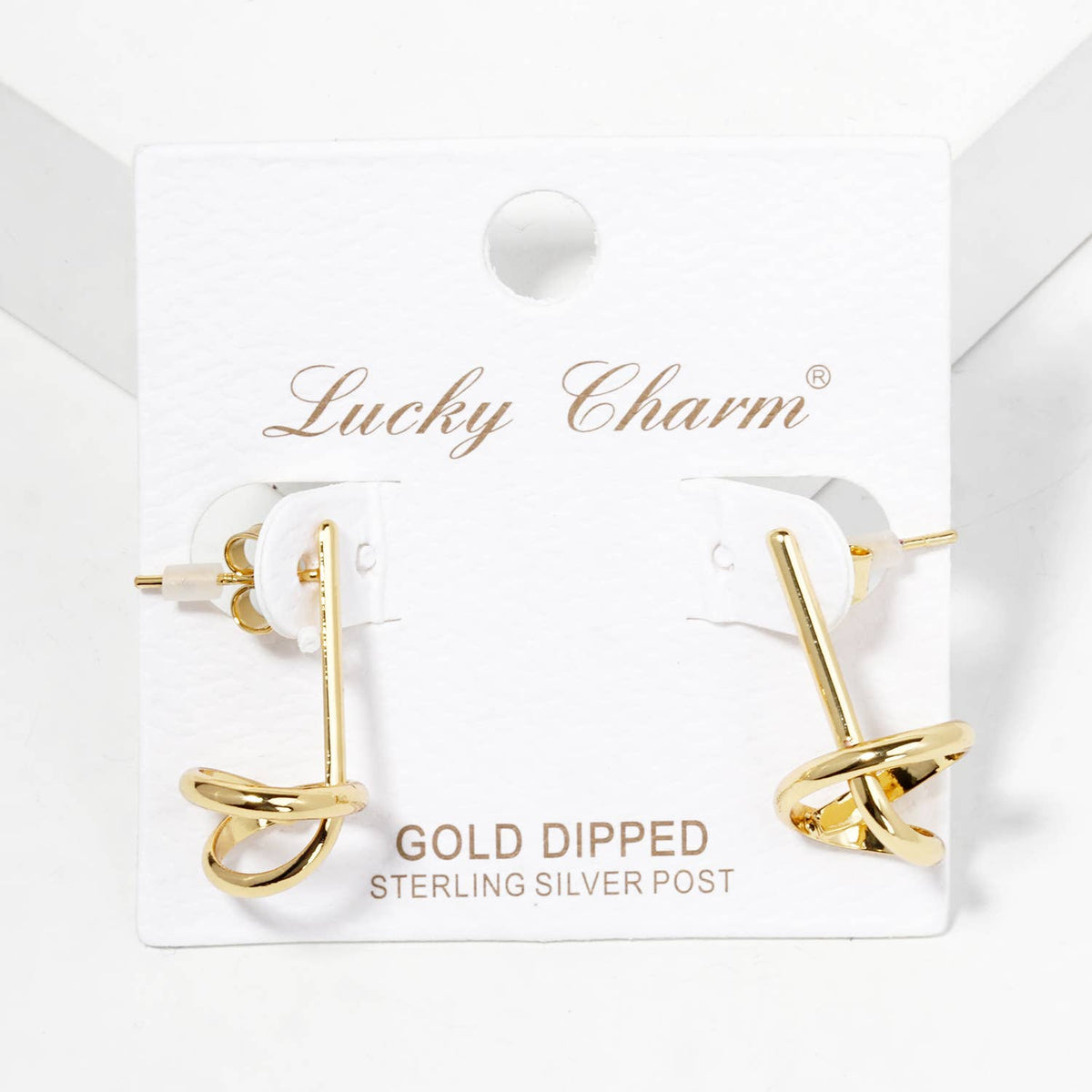 Modern Interlocking Knot Drop Earrings with Linear Bar Post
