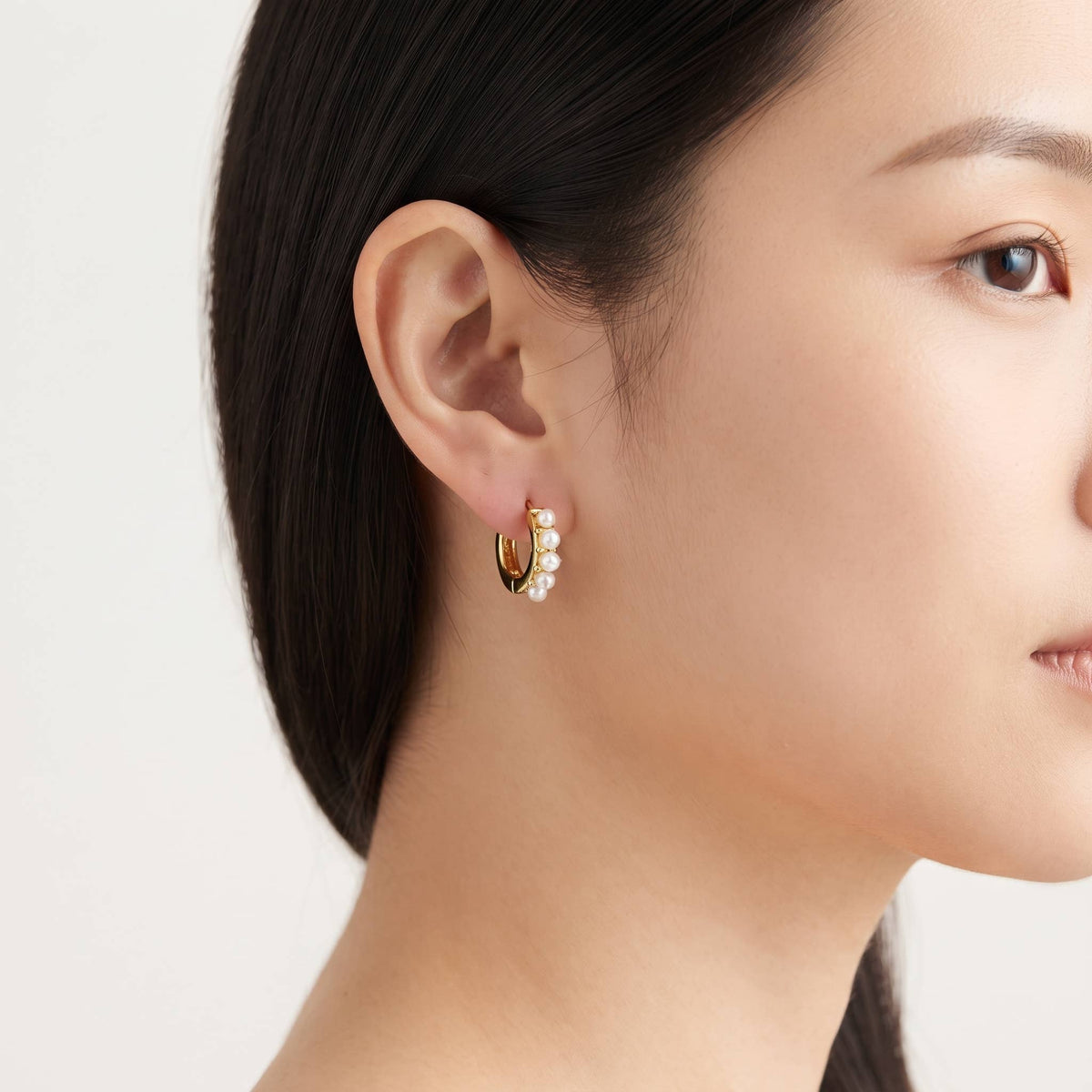 Gold-Dipped and White Gold-Dipped Pearl Huggie Hoop Earrings