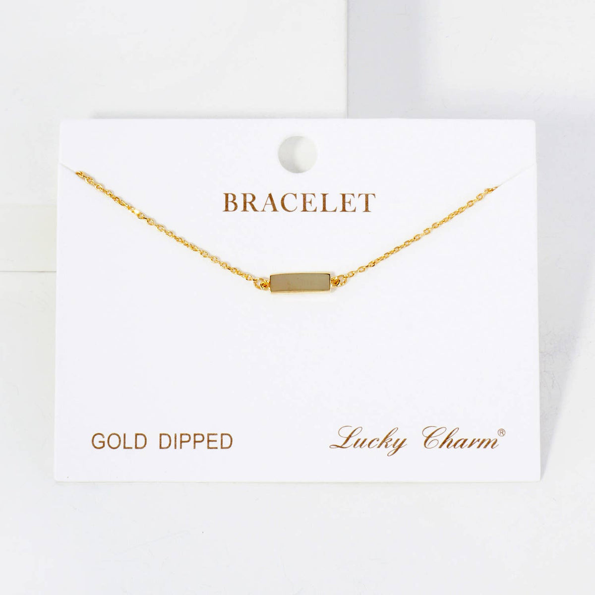 Polished Brass Rectangle Chain Bracelet