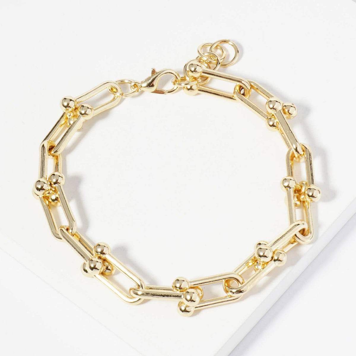Elegant U-Link Chain Bracelet with Ball Accents