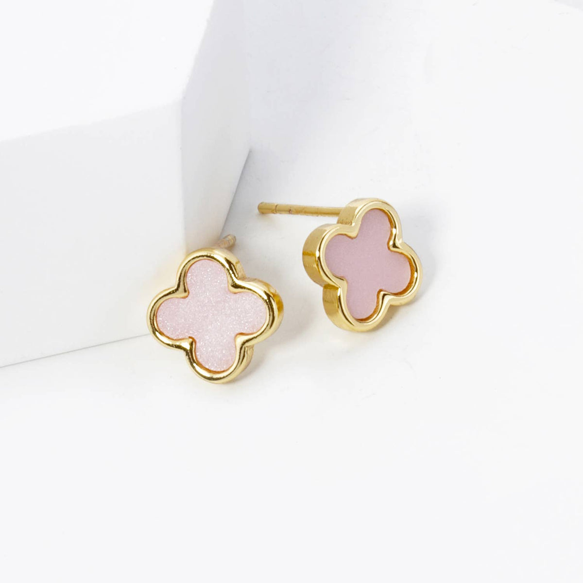 18K GOLD DIPPED 9MM QUATREFOIL STUD EARRINGS