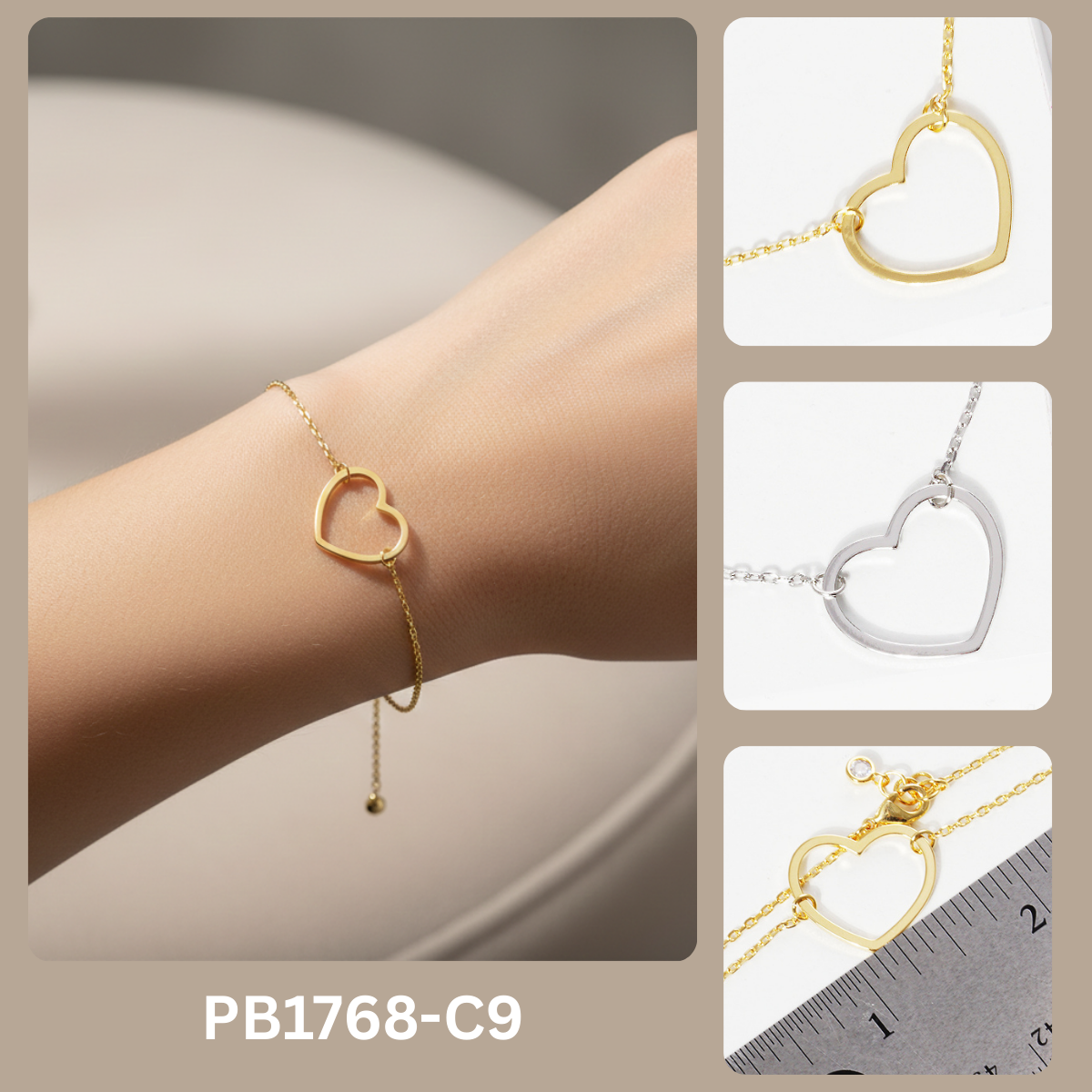Minimalist Open-Heart Charm Bracelet