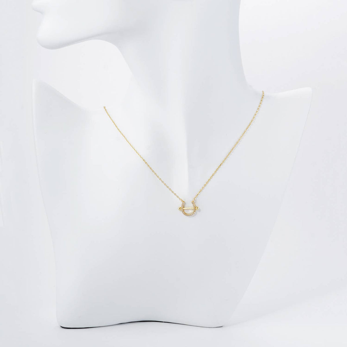 Pave Horseshoe Pendant Necklace / 18K Gold Dipped