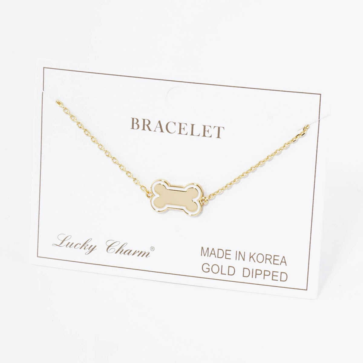 Gold Dipped Enamel Dog Bone Charm Bracelet