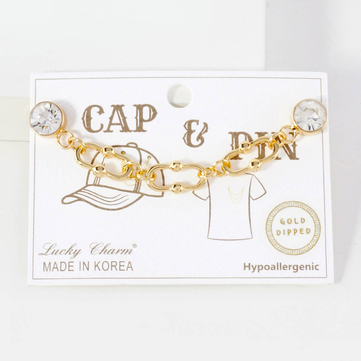 Lucky Charm Crystal Cap & Pin Chain Accessory