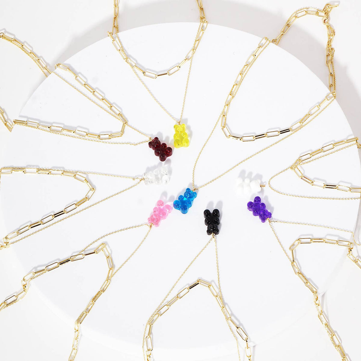 Multicolor Beaded Gummy Bear 2 Layered Necklace