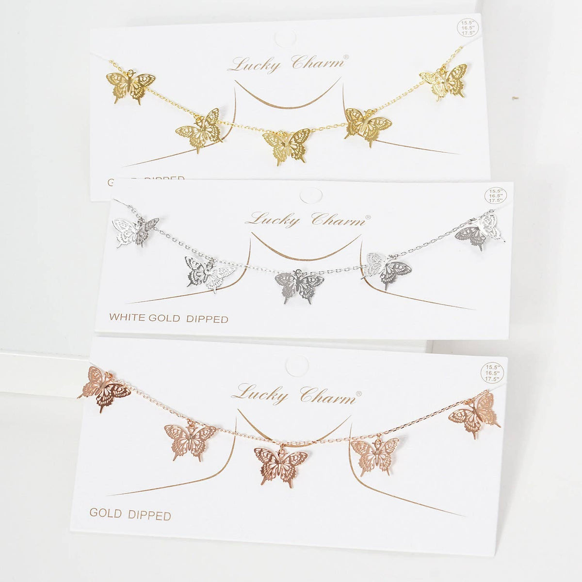 5 Gold Plated Large Butterfly Charm Necklace