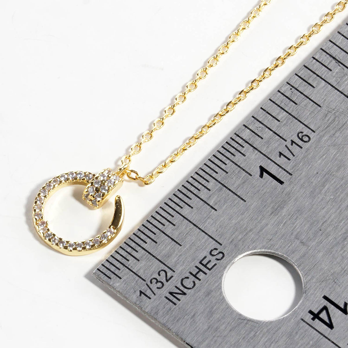 Crystal Pave Open Circle Interlocking Pendant Necklace