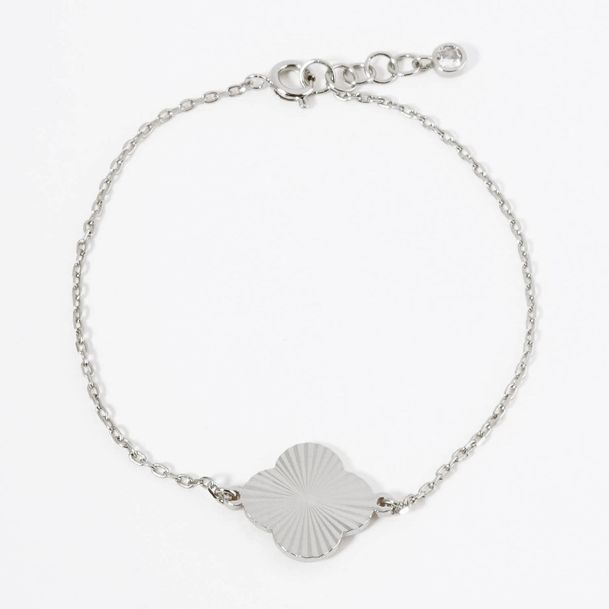Sunburst Texture Quatrefoil Chain Bracelet