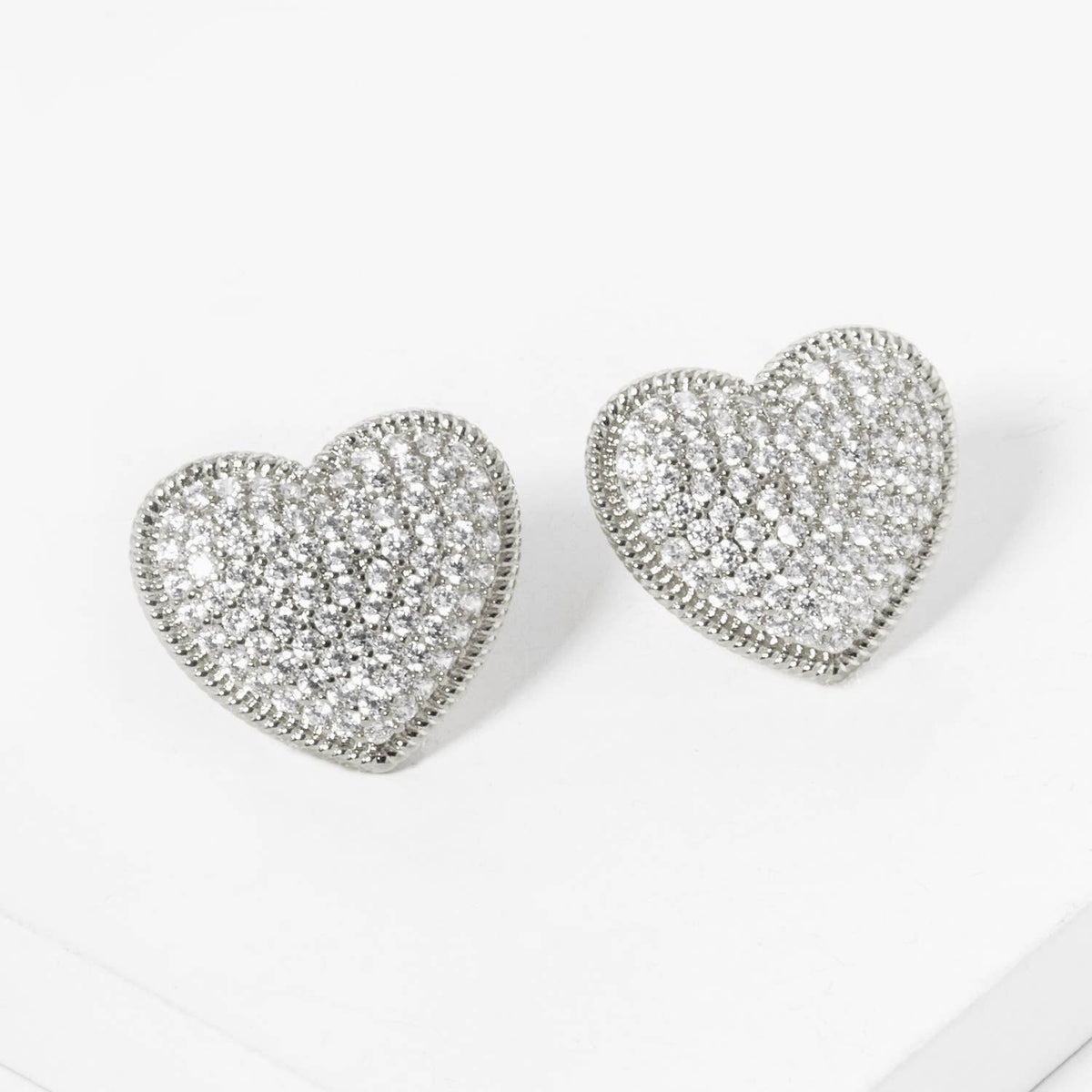 Pave Heart Stud Earrings