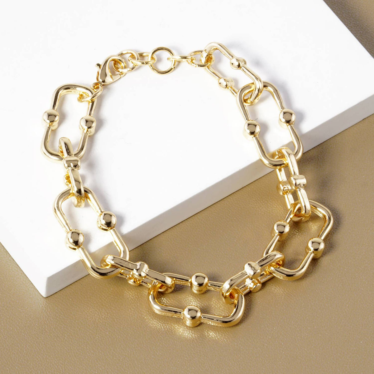 Modern U-Link Ball Station Chain Bracelet