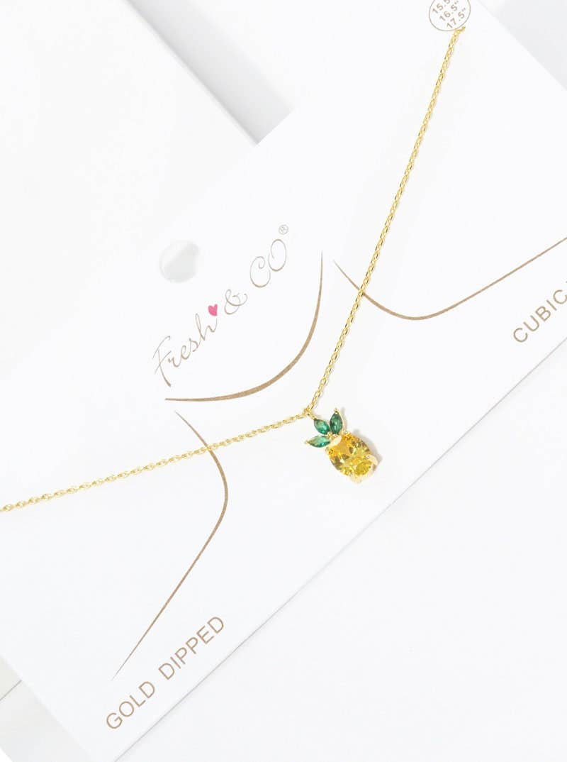 Gold Plated Pineapple Charm Necklace