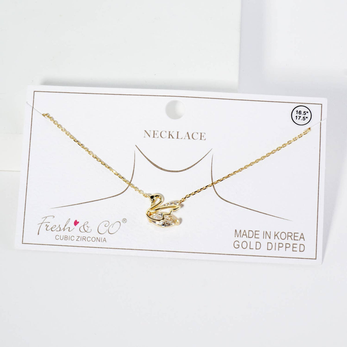 18K Gold Dipped CZ Swan Pendant Necklace