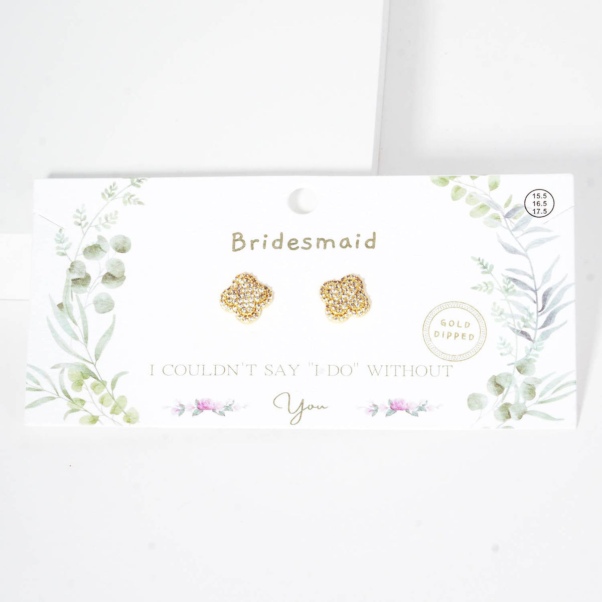 Pave Clover Bridesmaid Proposal Stud Earrings