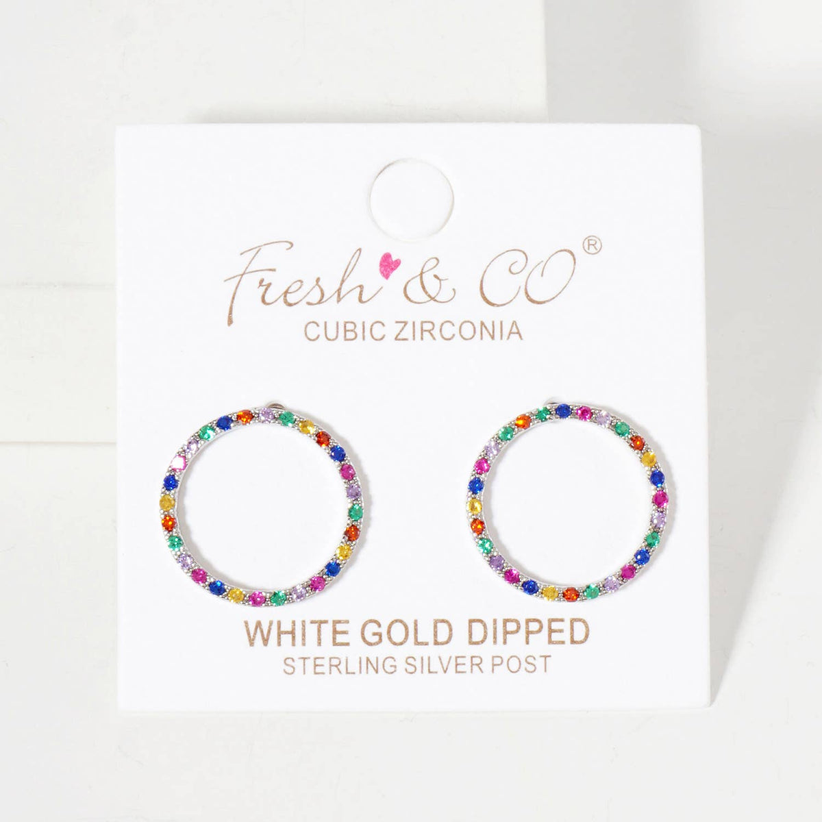 Pave-Set Delicate Circle 18K-Gold-Dipped Brass Stud Earrings