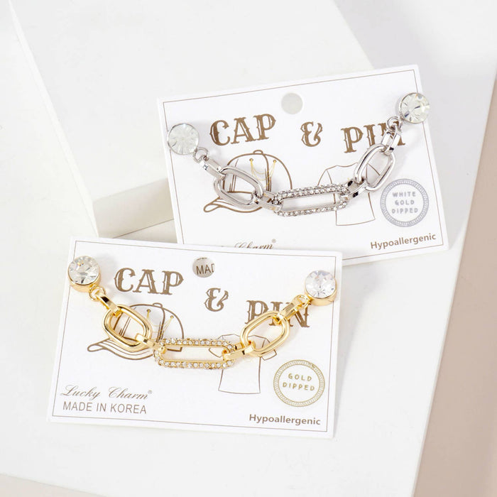 Lucky Charm Cap & Pin Pavé Chain Hat Accessory