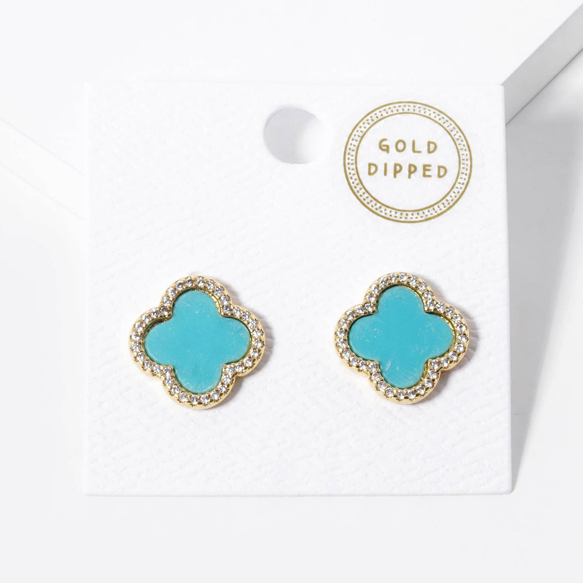Dainty Clover Pavé Cubic Zirconia Stud Earrings
