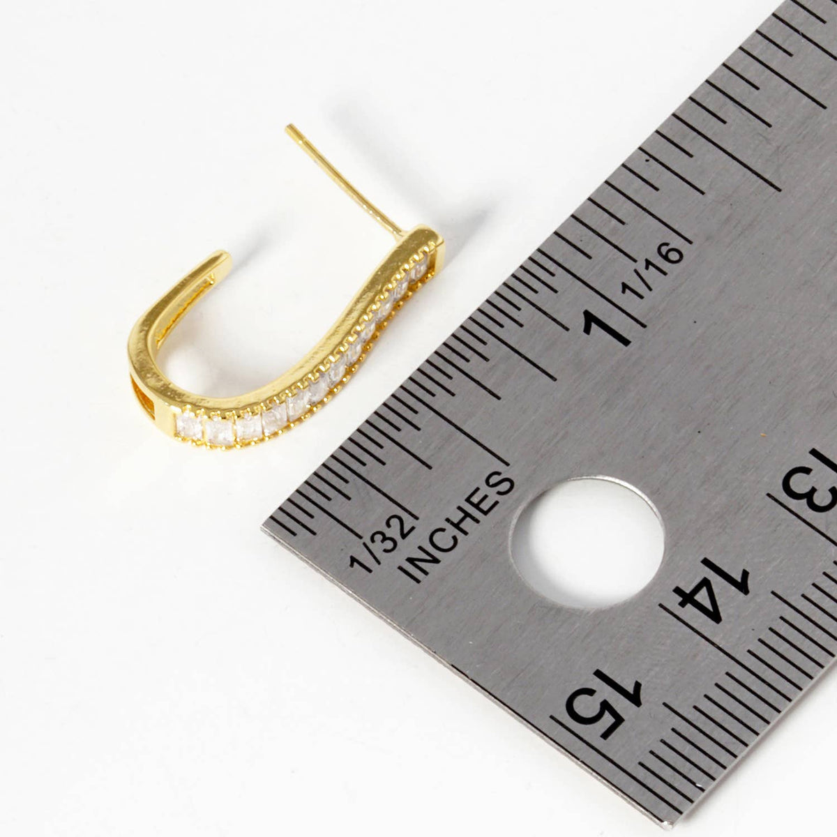 Dainty Baguette Cubic Zirconia Open Hoop Earrings
