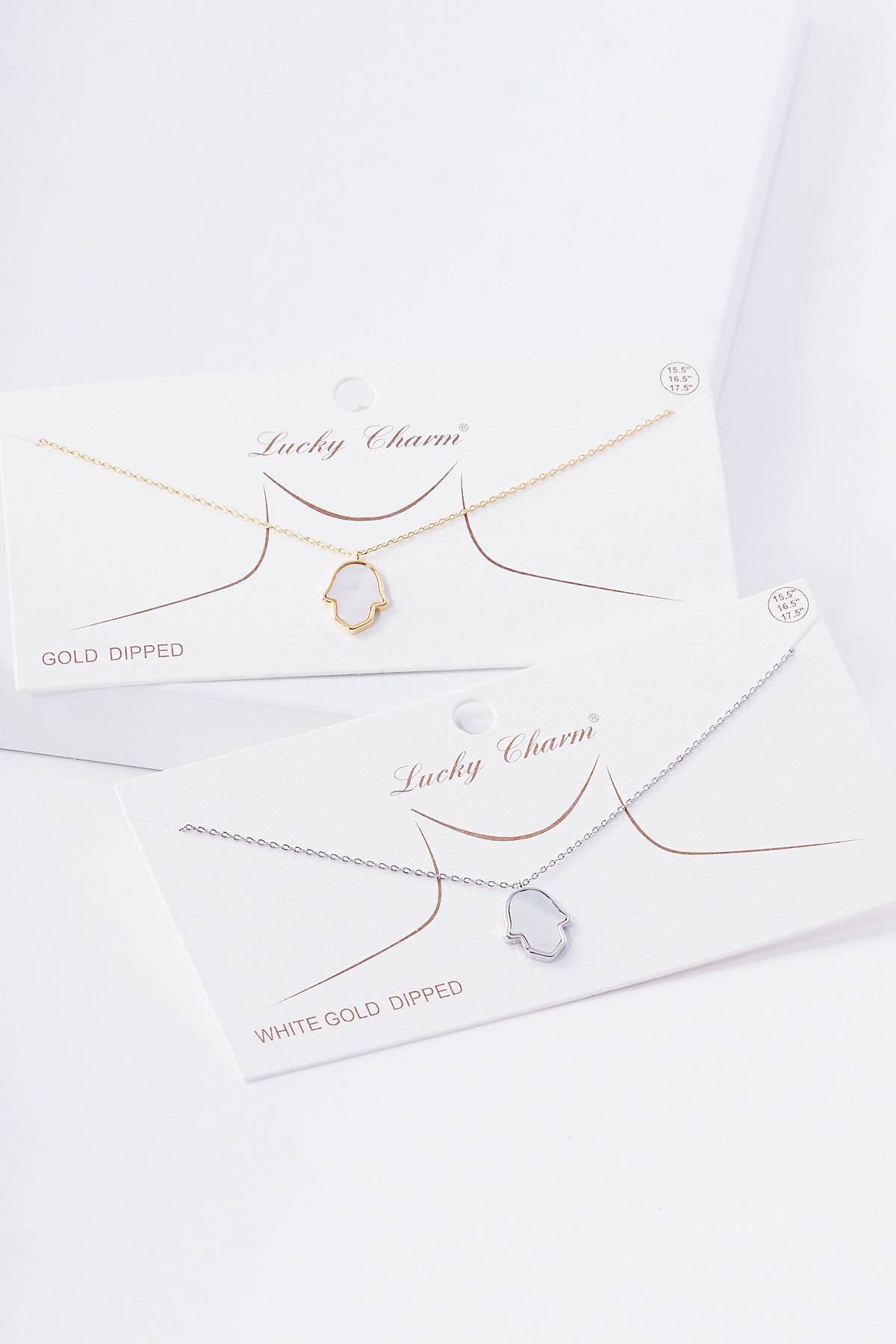 White Shelled Hand of Fatima Necklace