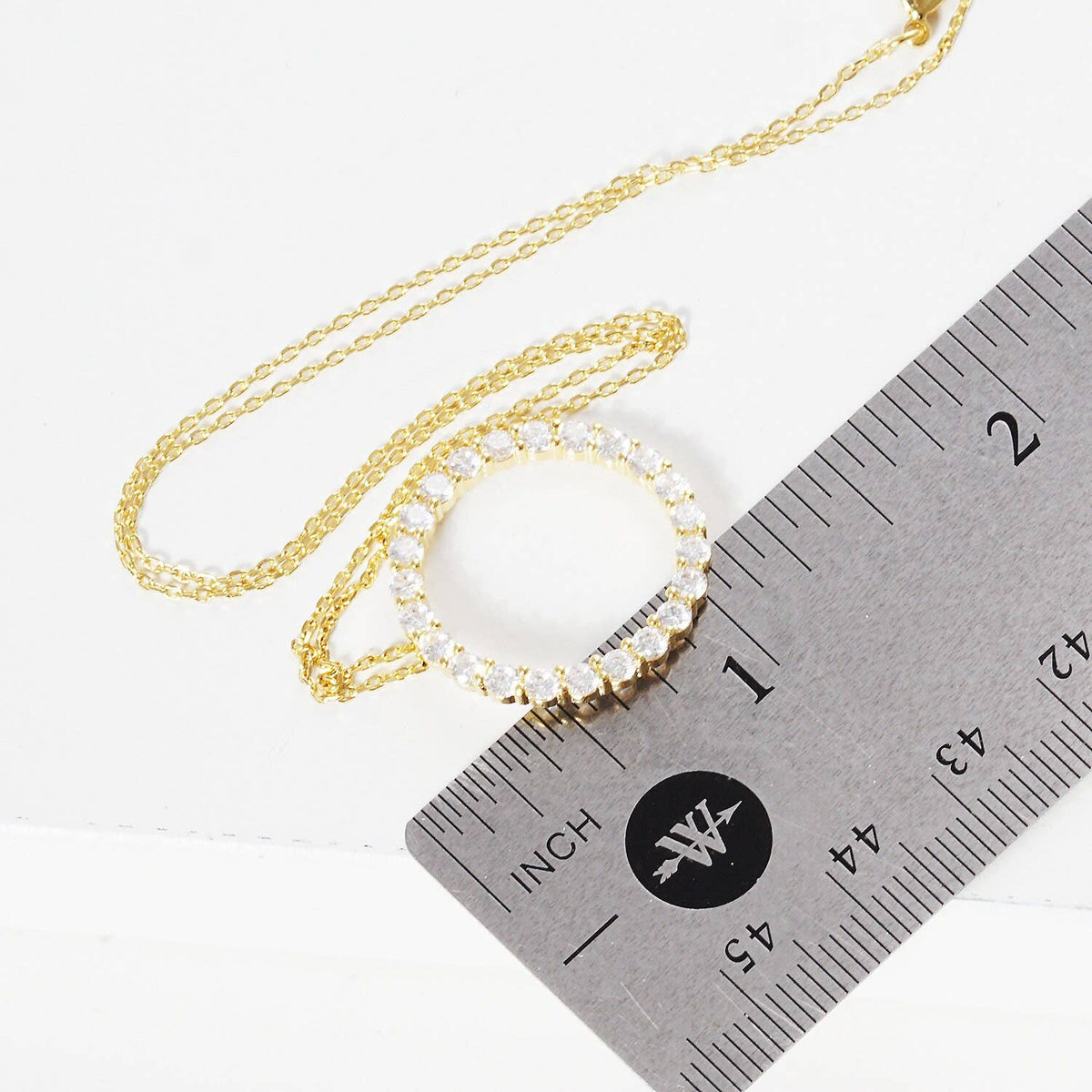 Gold Cubic Eternity Circle Necklace