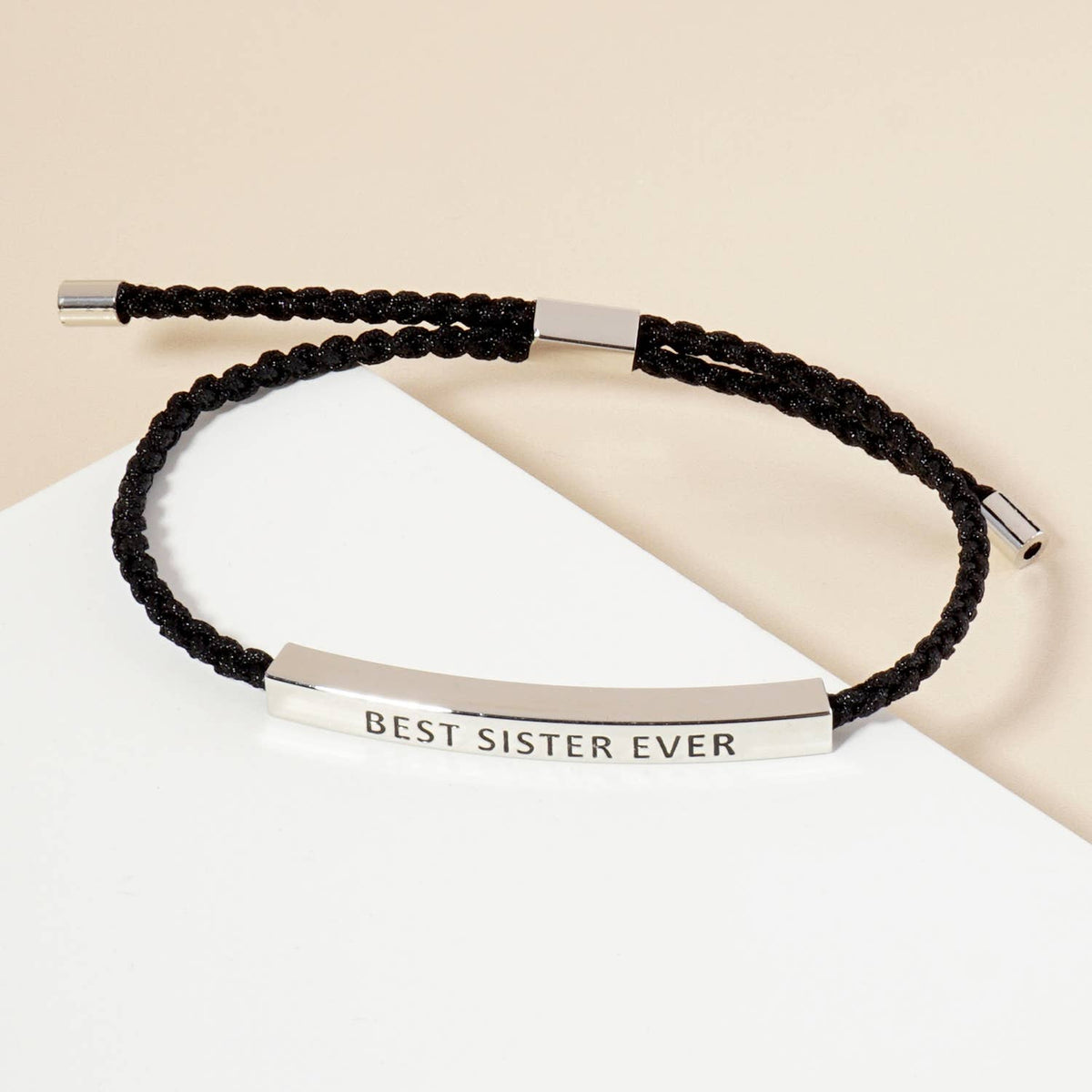 Inspirational Messages Best Sister Ever Tube Bar Bracelet