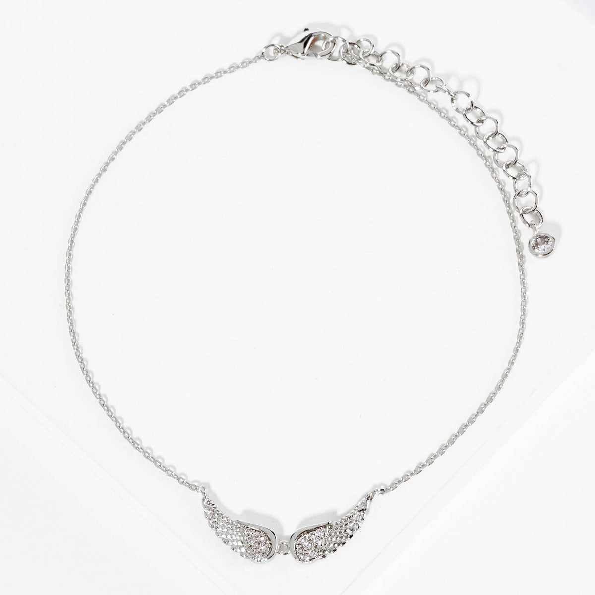 Dainty Pavé Crystal Angel Wing Anklet
