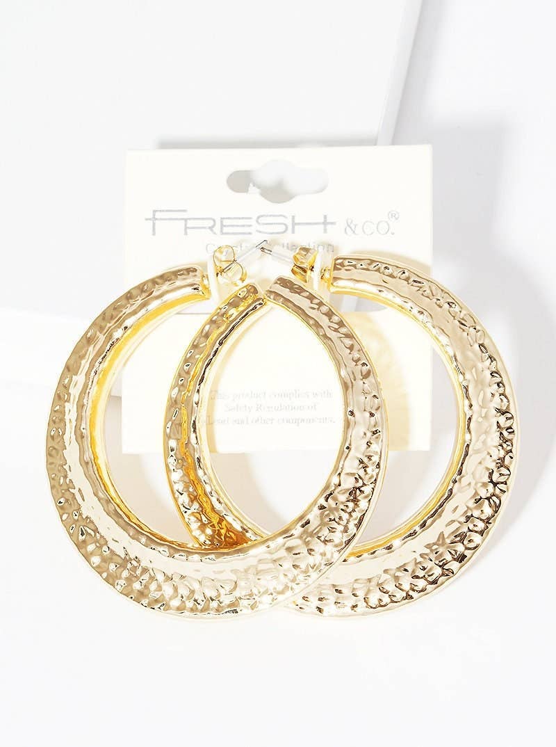 Gold Plated Chunky Snake Skin Hoop Earrings