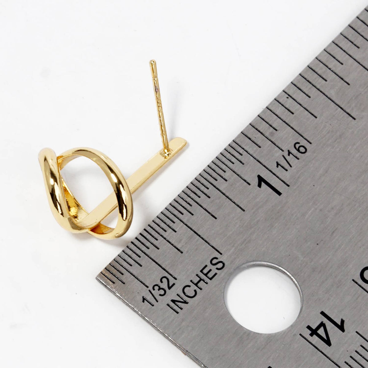 Modern Interlocking Knot Drop Earrings with Linear Bar Post