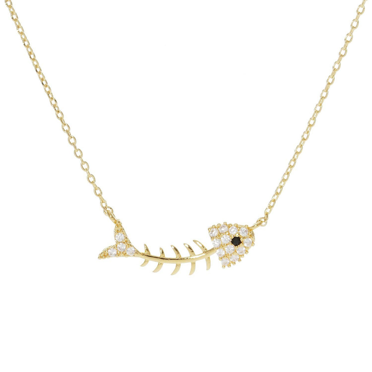 Gold Baby Fish Bone Necklace