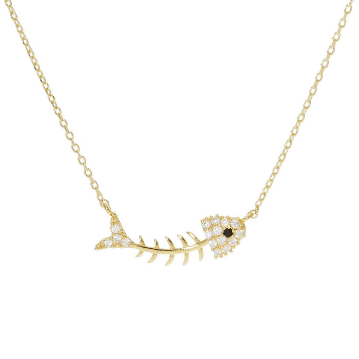 Gold Baby Fish Bone Necklace