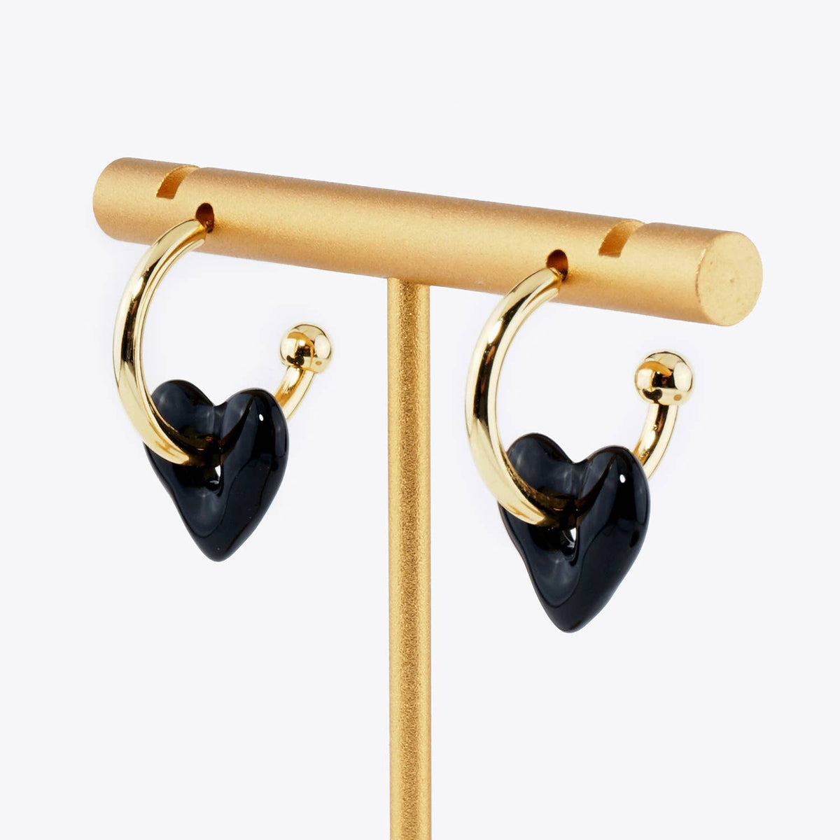 18K GOLD DIPPED COLOR COATED HEART DROP 15MM HOOP EARRINGS