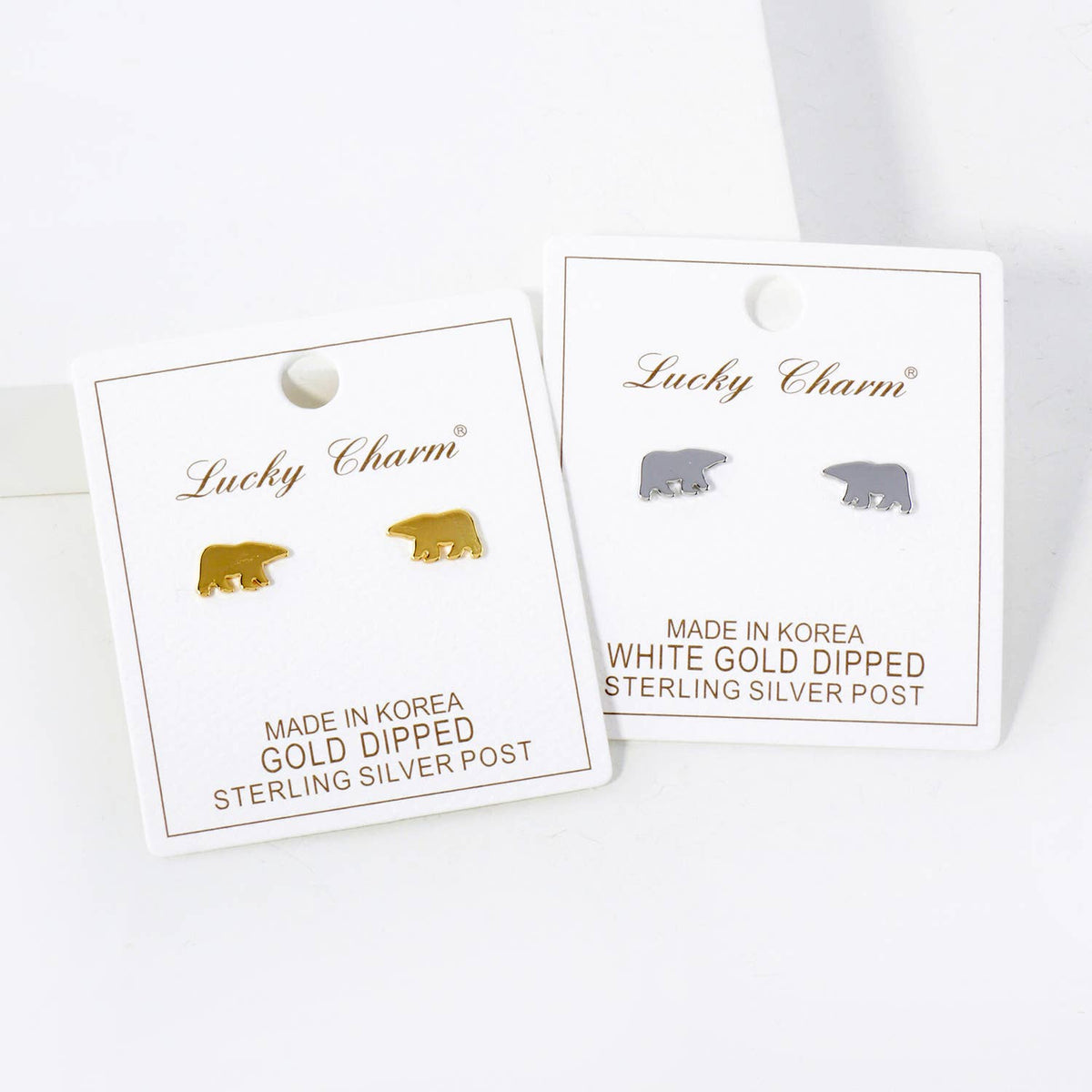 Bear 18K-Gold-Dipped Polished Brass Flat Stud Earrings
