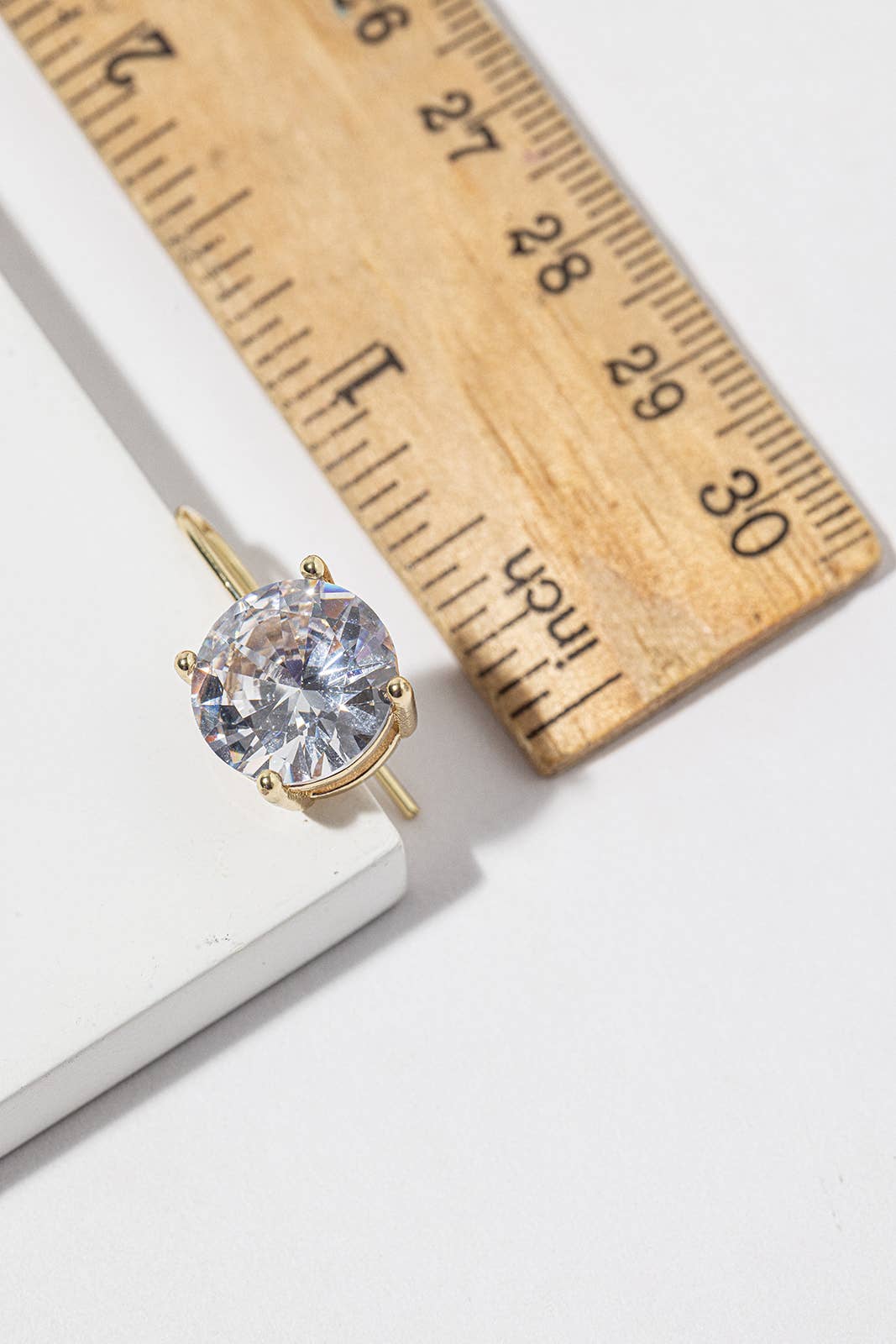 Round Cubic Zirconia Drop Earrings – Solitaire CZ on Lever