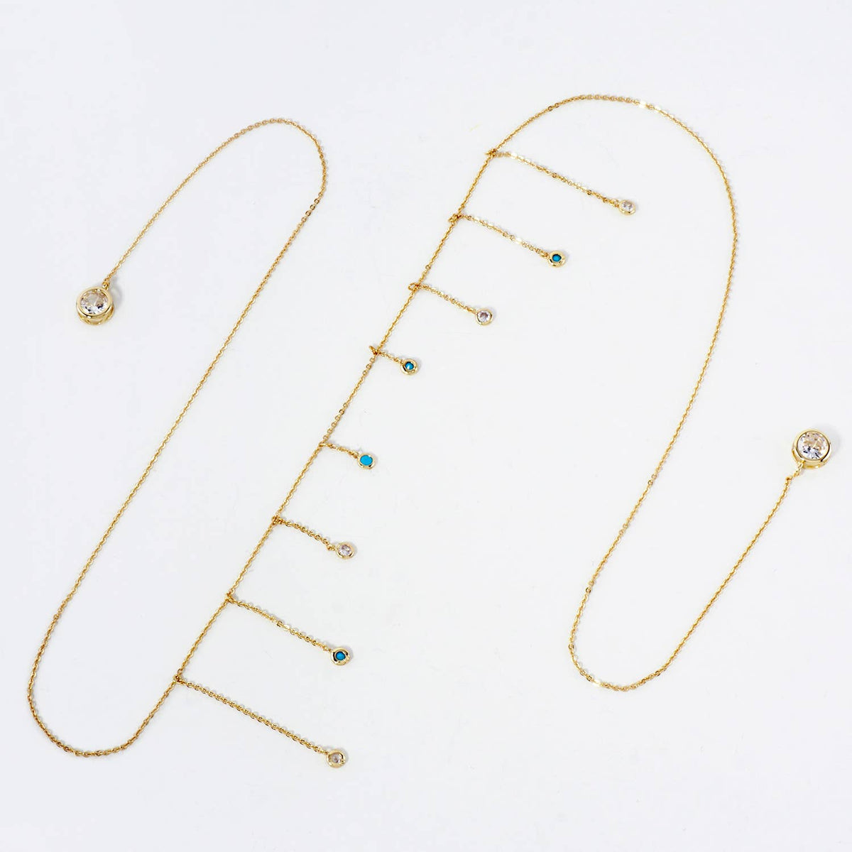 Delicate Stone Chain Accents 9mm Round Bezel-Set Face-Chain.