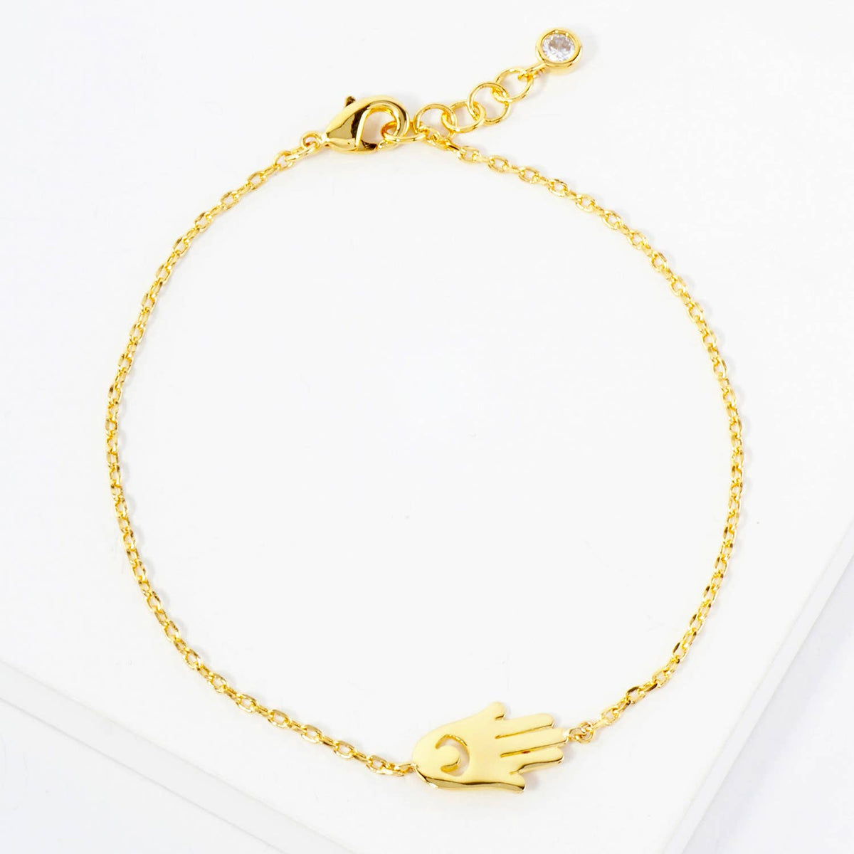 Spiritual-Theme Sideways Hamsa Chain Bracelet