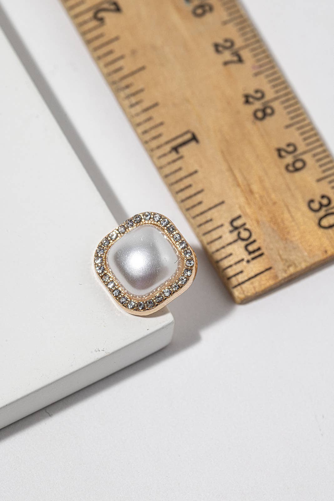 Cushion Pearl Halo Stud Earrings – Crystal Halo Pearl Studs,