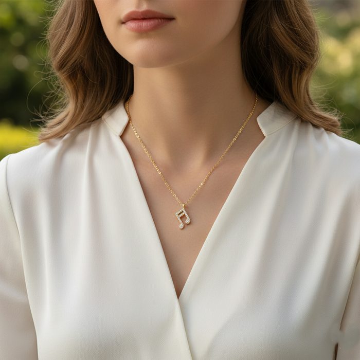 Musical-Note Pendant 18K-Gold-Dipped Necklace