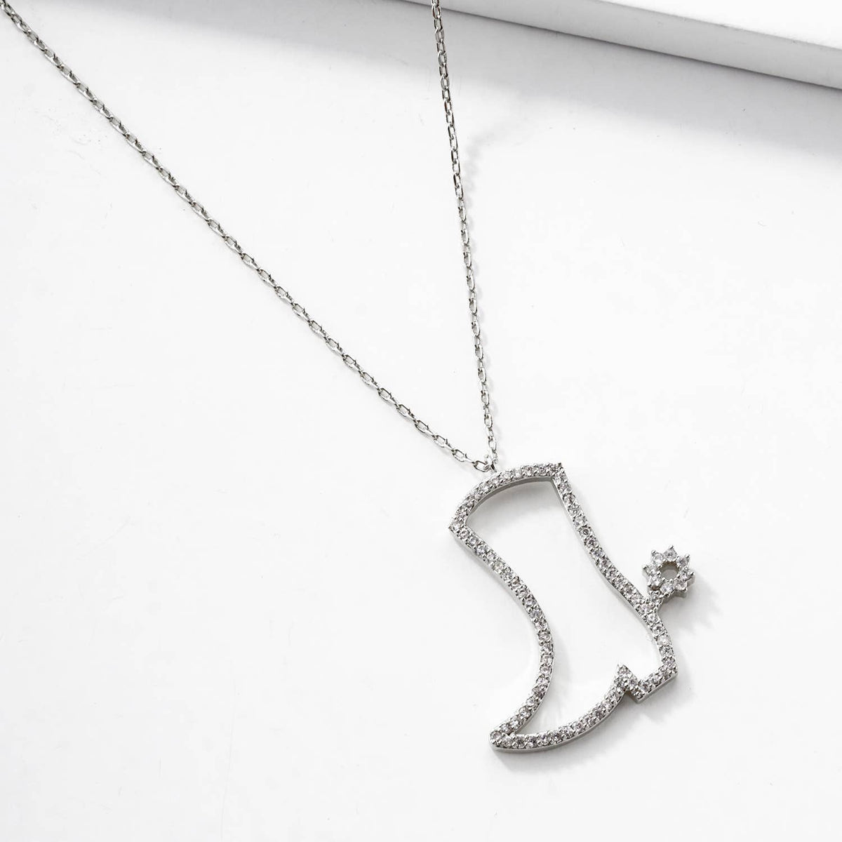 Sparkling Pavé Cowboy Boot Pendant Necklace