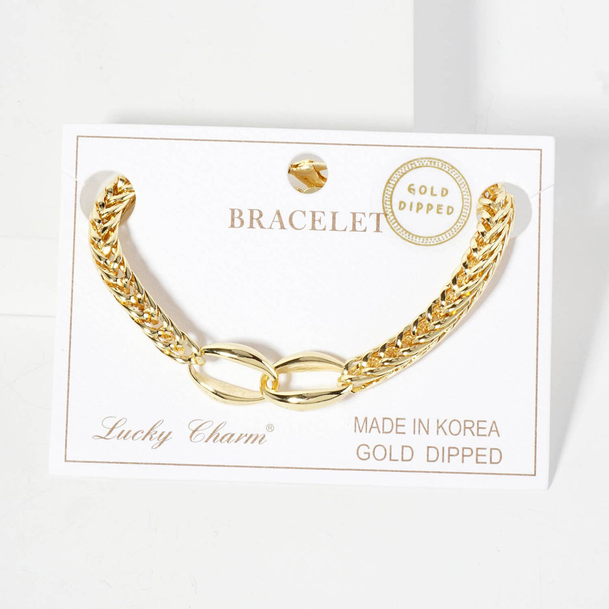 Mixed Texture Oval Link Bracelet