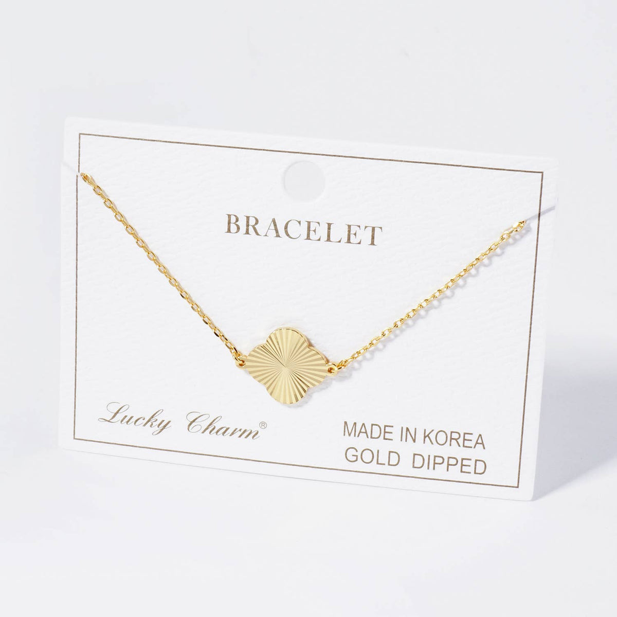 Sunburst Texture Quatrefoil Chain Bracelet
