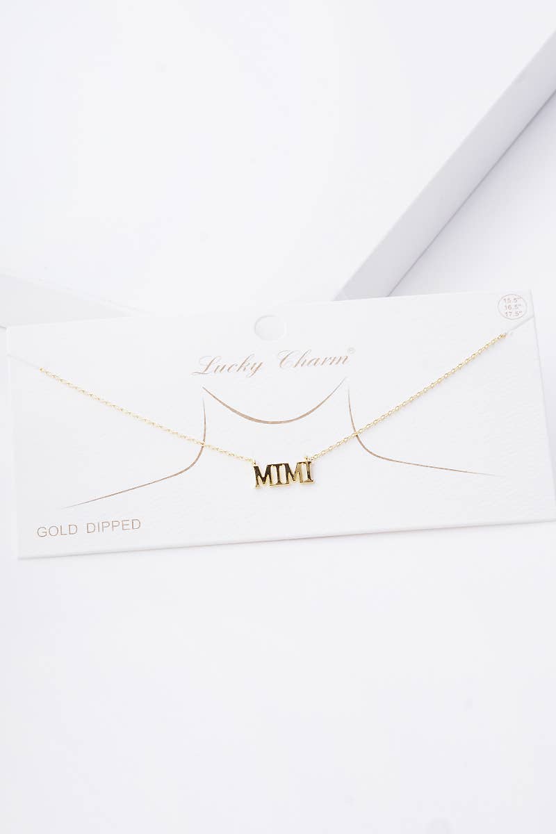 Gold Plated Bold Letter Mimi Necklace