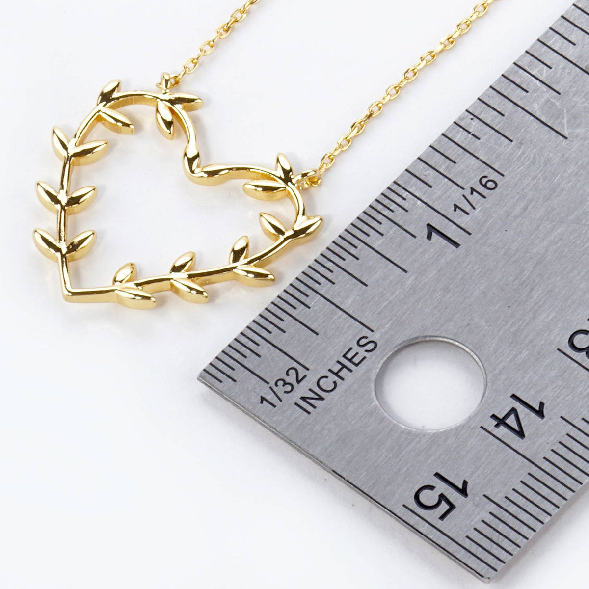 Olive Leaf Heart Pendant Necklace / 18K Gold Dipped