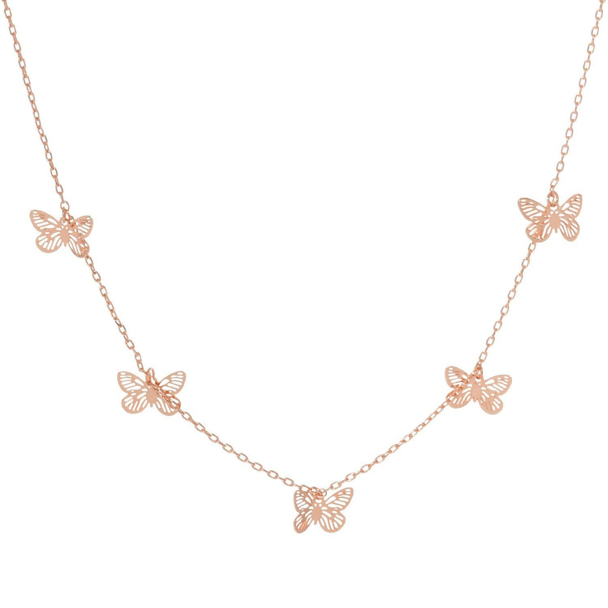 5 Gold Plated Tiny Butterfly Charm Necklace