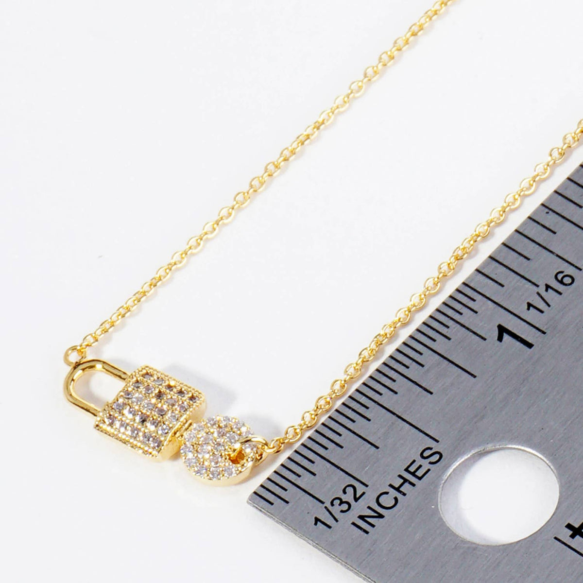Dainty Pave Padlock & Disc Anklet