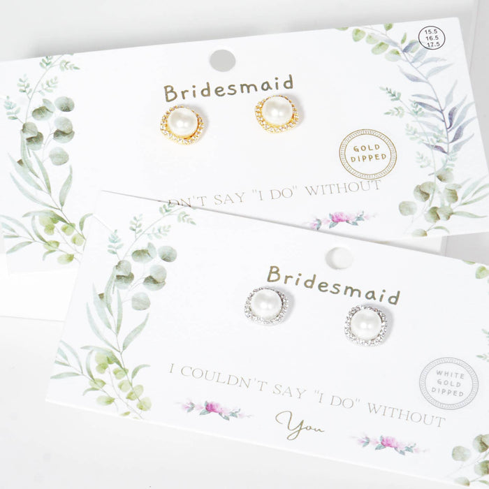 Elegant Bridesmaid Pearl & Crystal Halo Stud Earrings