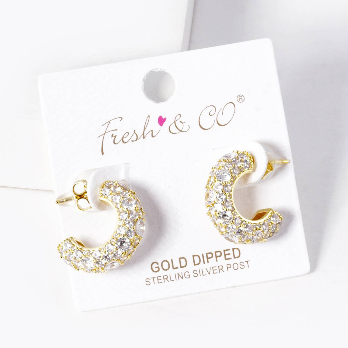 Dazzling Pave Cubic Zirconia Chunky Huggie Hoop Earrings